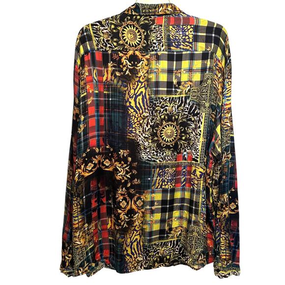 ASOS Mixed Print Button Up Shirt Mens Size 6XL Multicolor Rare Sun Leaf 6X - Picture 4 of 8